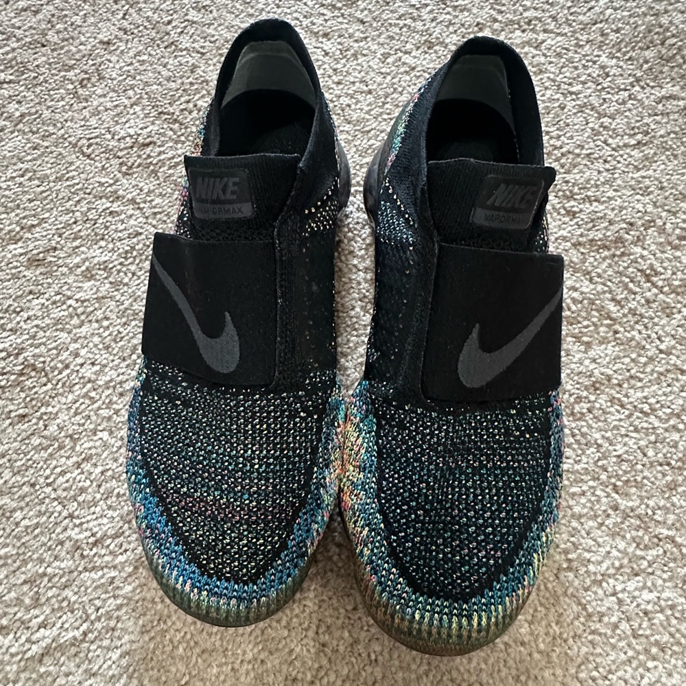 Nike VaporMAX Black and Multicolor Knit Slip-On Sneakers
